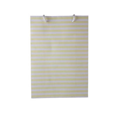 Gift Bag Medium- White With Yellow Stripes