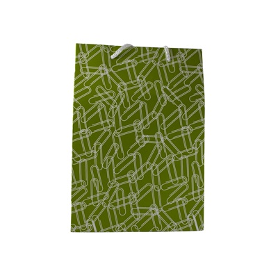 Gift Bag Medium Green with white paper clips