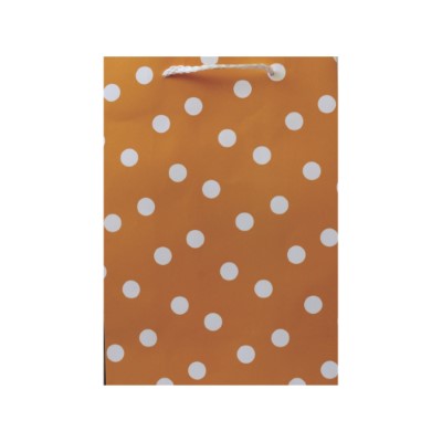 Gift Bag Small Orange with White Dots