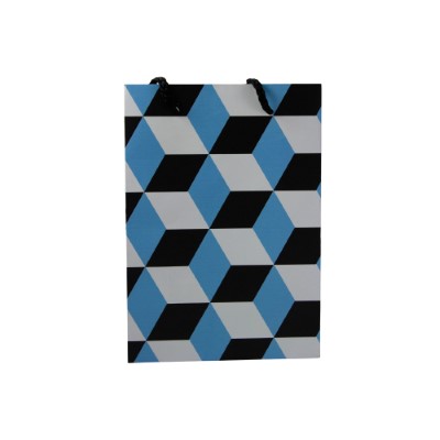 Gift Bag Small Black White & Blue Blocks 3D