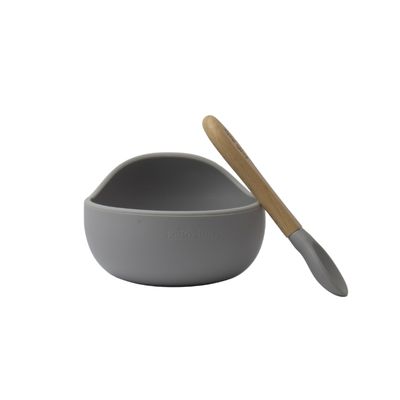 Echo Bowl & Spoon Silicone Suction Set-Stone
