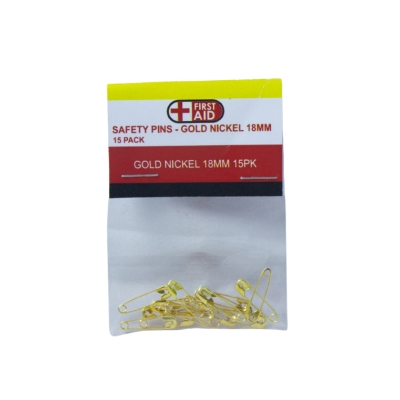 Safety Pins Gold Nickel 18mm 15pk