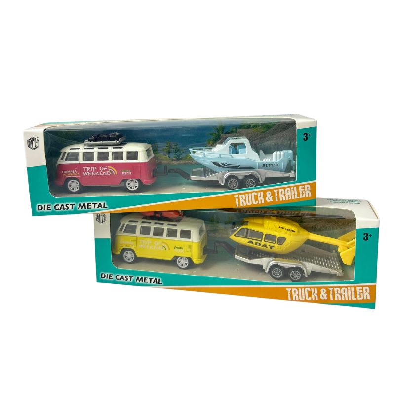 Toy Combi Bus Trailer with Heli/Boat